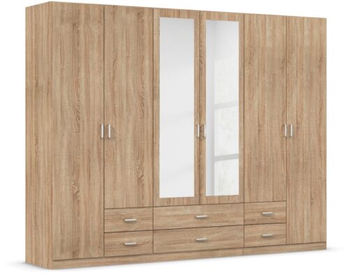 rauch Kleiderschrank Schrank Garderobe Ankleide GAMMA Breiten 91/136/181/226/271/315/360 cm (in 3 Ausstattungen BASIC/CLASSIC/PREMIUM (inkl. SOFT-CLOSE-Funktion) verschiedene Griff-Varianten, mit Spiegel TOPSELLER MADE IN GERMANY