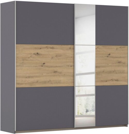 rauch Schwebetürenschrank Kleiderschrank Schrank Garderobe TOPSELLER ASTANA (3 Ausstattungen BASIC/CLASSIC/PREMIUM (inkl. SOFT-CLOSE-FUNKTION) mit 3 Spiegelelementen, Metallgriffleisten alufarbig MADE IN GERMANY