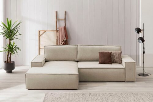 Home affaire Ecksofa SHERWOOD L-Form, 267 cm - OTTO. Verlässliche Qualität., Schlaffunktion mit Bettkasten (210x136 cm), Cord, Vintage, Samtvelours