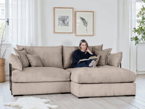 Home affaire Ecksofa Casa XL L-Form, B: 190 cm, 4 Zierkissen, Mega-Sofa, in Cord oder Chenille-Struktur, Federkern
