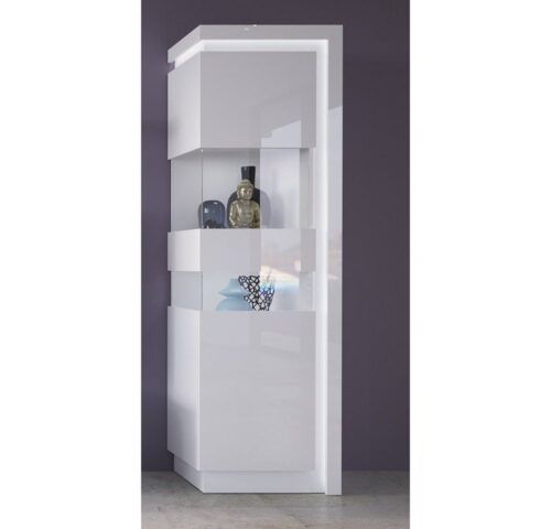 Lomadox Vitrine LYNDHURST-129 weiß Hochglanz, Türanschlag links, B/H/T 60/198,5/42 cm