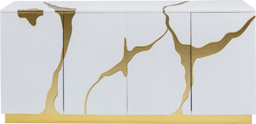 Sideboard Cracked Weiß Gold 165x80cm